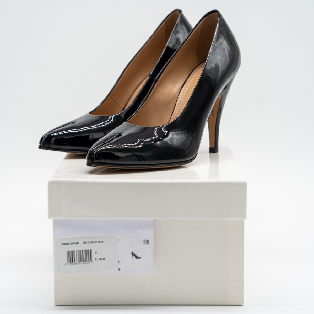 size 37 eu 7 US Maison Margiela Tabi Patent Leather Pumps Black Heels - Picture 11 of 12